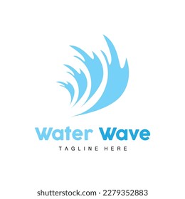 Water Wave Logo, Deep Sea Vector, Maritime Background Template Design