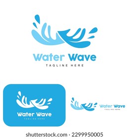 Water Wave Logo, Deep Sea Vector, Maritime Background Template Design