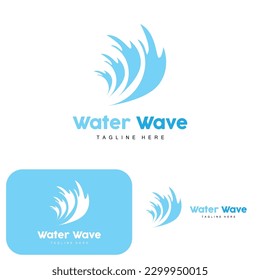 Water Wave Logo, Deep Sea Vector, Maritime Background Template Design