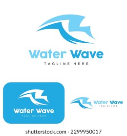 Water Wave Logo, Deep Sea Vector, Maritime Background Template Design