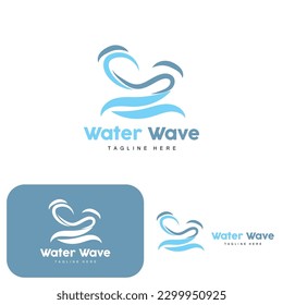 Water Wave Logo, Deep Sea Vector, Maritime Background Template Design