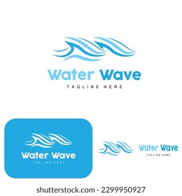 Water Wave Logo, Deep Sea Vector, Maritime Background Template Design
