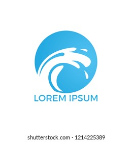 Water wave logo design. Corporate identity template with blue water.