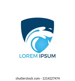 Water wave logo design. Corporate identity template with blue water.