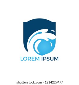Water wave logo design. Corporate identity template with blue water.