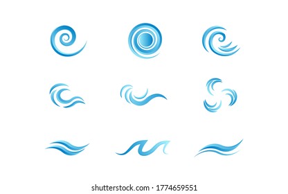 Water wave logo design template vector set