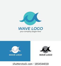 Water wave Logo Design Template. Logotype concept.
