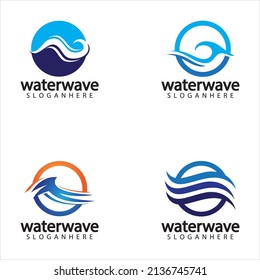 water wave logo design template