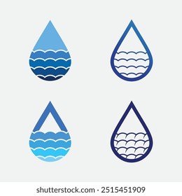 water and wave logo design template splash aqua droplet