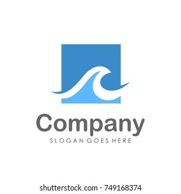 Water wave logo design template
