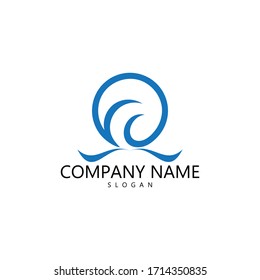 Water wave Logo design vector Template