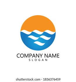 Water wave Logo design vector Template