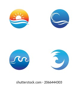 Water Wave logo design vector