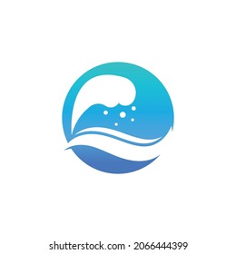 Water Wave logo design vector
