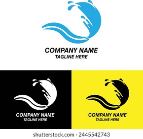 Onda de agua Logo diseño Plantilla de Vector