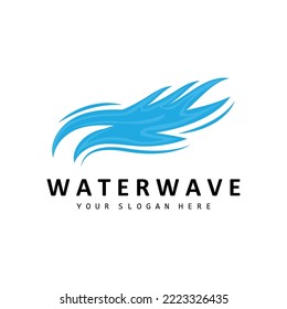 Water Wave Logo, Earth Element Vector, Water Wings Logo Design Style, Brand Icon, Sticker