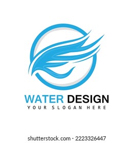 Logotipo de ola de agua, vector de elementos de la Tierra, estilo de diseño de logotipos de las alas del agua, icono de marca, adhesivo