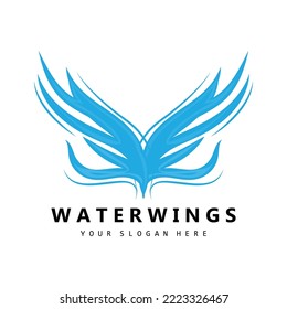 Logotipo de ola de agua, vector de elementos de la Tierra, estilo de diseño de logotipos de las alas del agua, icono de marca, adhesivo