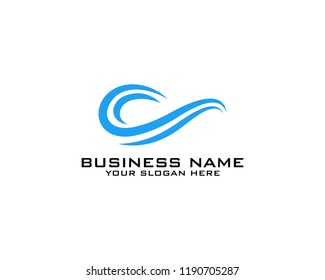 water wave logo icon design template vector