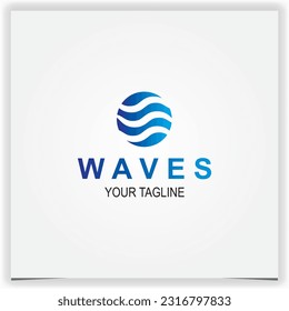 Water wave logo icon design vector illustration abstract blue waves graphic element logo premium elegant template vector eps 10