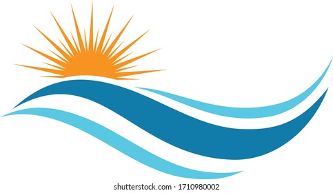 Water wave logo icon illustration template