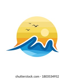 Water wave logo icon vector template.