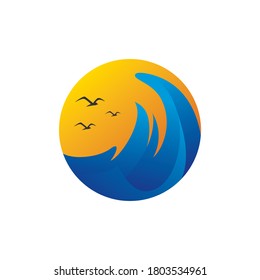 Water wave logo icon vector template.