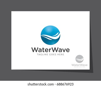 water wave logo icon vector template