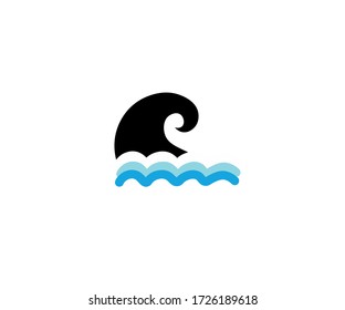 Water wave logo set on white background.