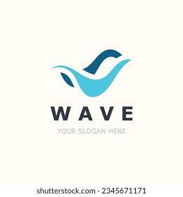 Logo de la ola de agua simple moderno diseño de onda oceánica icono de ilustración azul