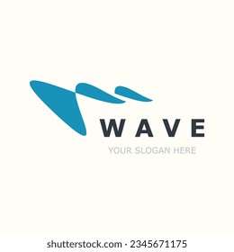 Logo de la ola de agua simple moderno diseño de onda oceánica icono de ilustración azul