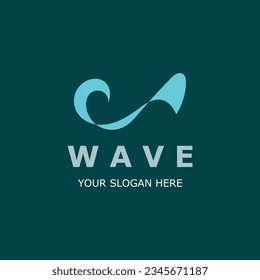Water Wave logo simple modern, ocean wave design blue illustration icon vector