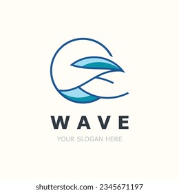 Logo de la ola de agua simple moderno diseño de onda oceánica icono de ilustración azul