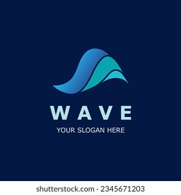 Logo de la ola de agua simple moderno diseño de onda oceánica icono de ilustración azul