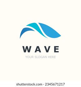 Water Wave logo simple modern, ocean wave design blue illustration icon vector