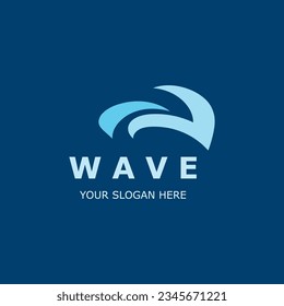 Logo de la ola de agua simple moderno diseño de onda oceánica icono de ilustración azul