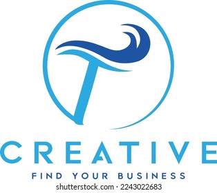 Wasserwaage Logo T Text Typografie Logo-Design Vektorgrafik