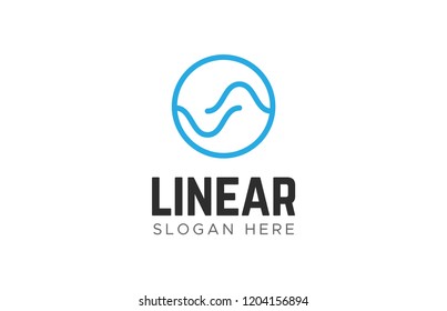 Water wave Logo Template. Abstract wave linear logotype.