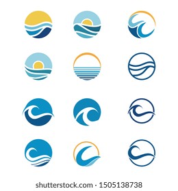 Water wave Logo Template, design concept vector