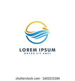 Water wave logo template design vector