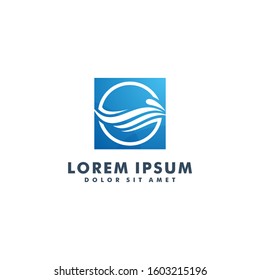Water wave logo template design vector