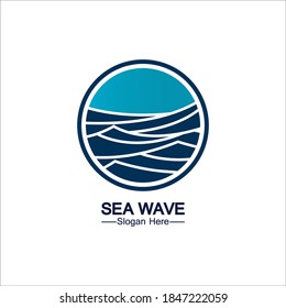 Water wave logo template icon vector illustration design. Wave In Circle Shape