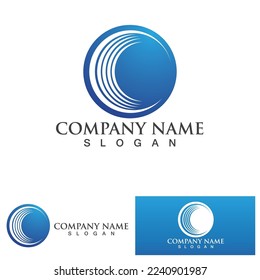 Diseño de ilustración vectorial de la plantilla del logotipo de la onda de agua. Forma de onda en círculo