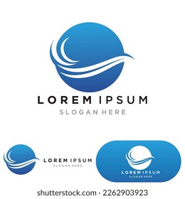 Water wave logo template icon vector illustration design. Wave In Circle Shape