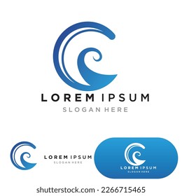 Water wave logo template icon vector illustration design. Wave In Circle Shape