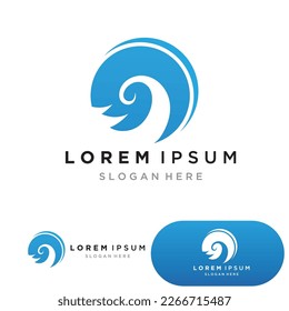 Water wave logo template icon vector illustration design. Wave In Circle Shape