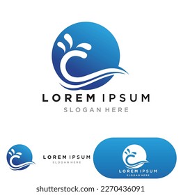 Water wave logo template icon vector illustration design. Wave In Circle Shape