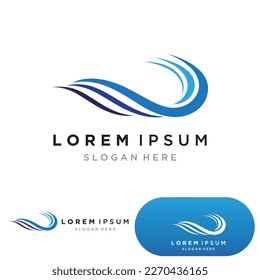 Diseño de ilustración vectorial de la plantilla del logotipo de la onda de agua. Forma de onda en círculo