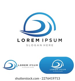 Water wave logo template icon vector illustration design. Wave In Circle Shape