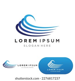 Water wave logo template icon vector illustration design. Wave In Circle Shape